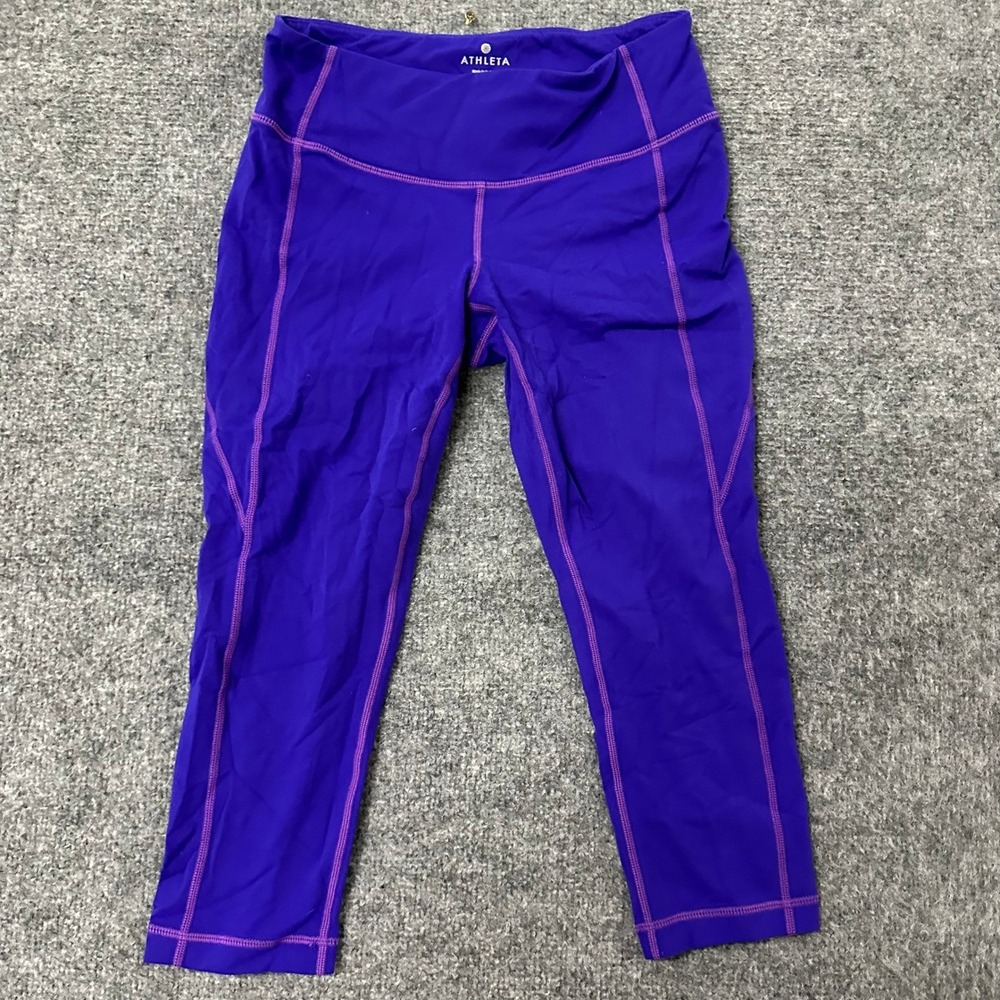 Athleta Leggings Womens Size S Purple Cropped Yoga Pink Stitching Compression